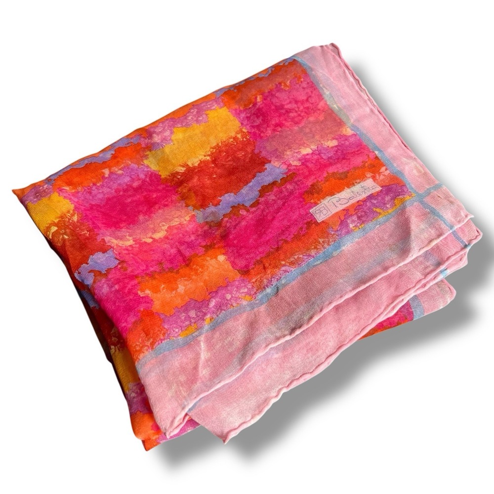BALESTRA Womens Abstract Pattern Scarf 61"x17" Rectangle Watercolor Print